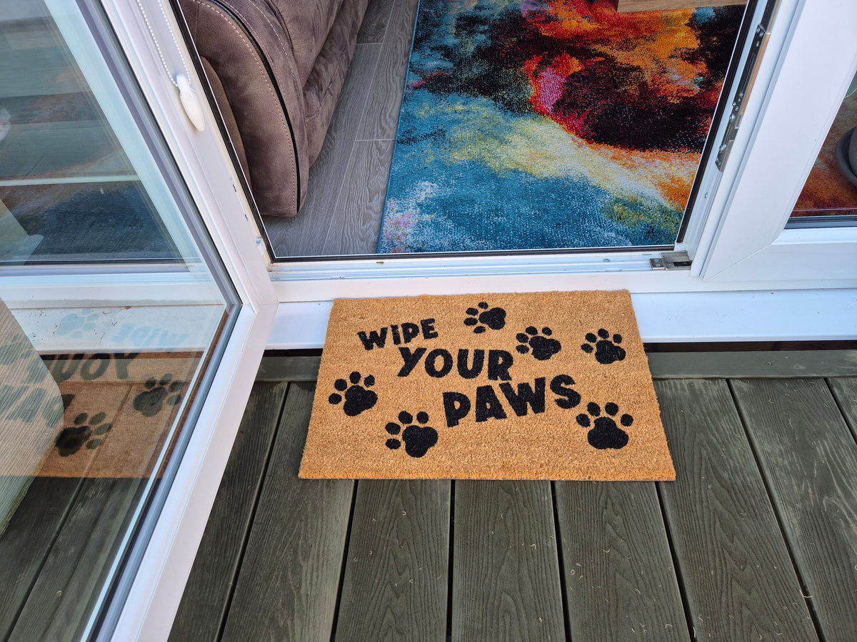 Coir Doormat, 60cm x 40cm - 'Wipe Your Paws'