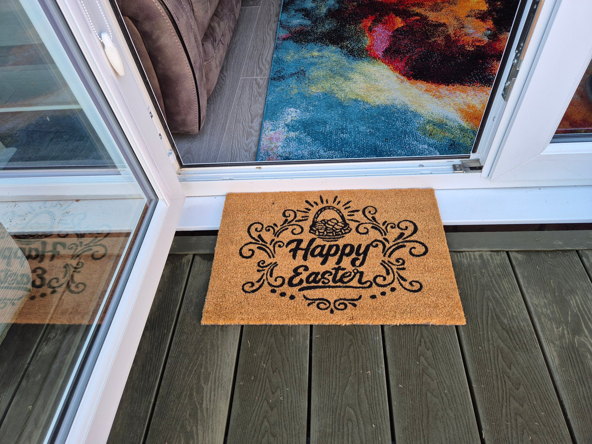 Coir Doormat, 60cm x 40cm - 'Happy Easter'