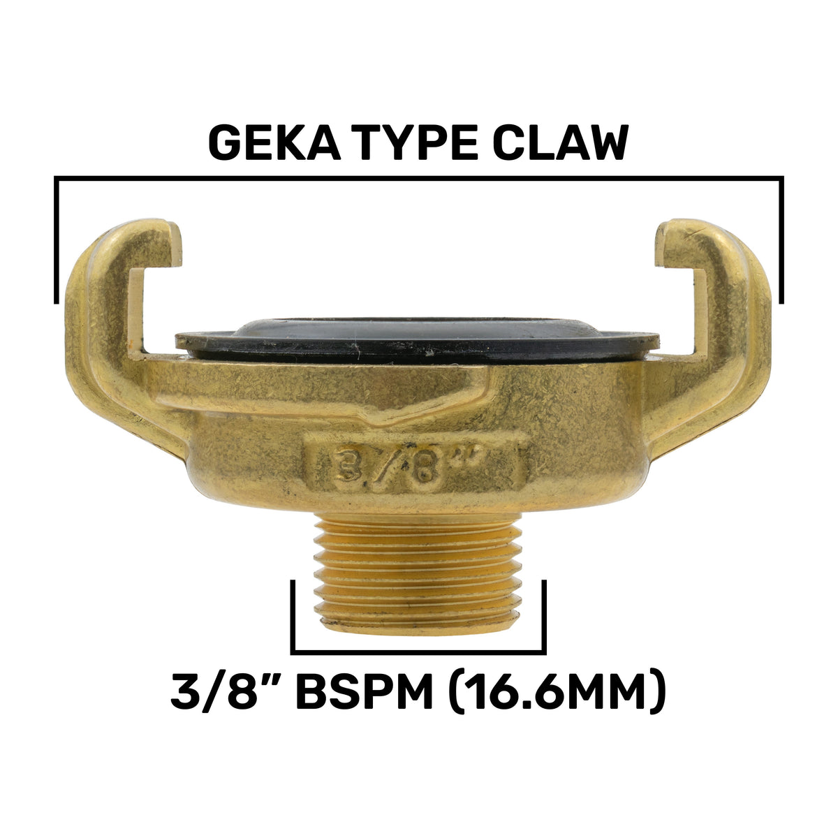 Brass GEKA Style Claw Hose Connector, 3/8" BSPM