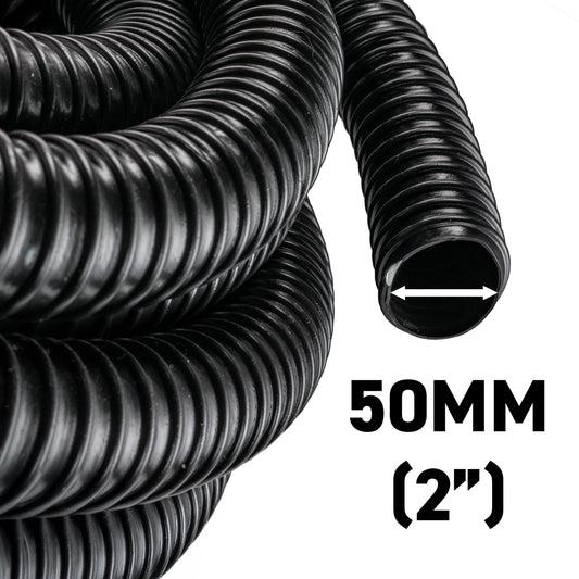 50MM (2") BLACK CORRUGATED FLEXIBLE POND HOSE PUMP GARDEN PIPE TUBE FISH MARINE
