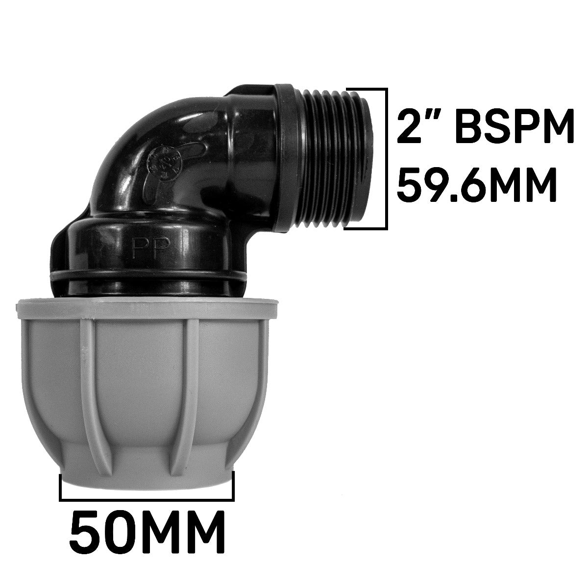 MDPE Elbow, 50mm - 2" BSPM