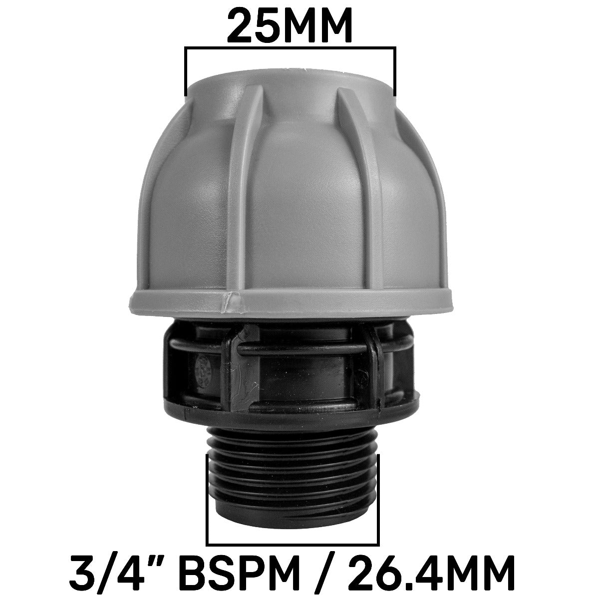MDPE Straight Connector Coupling, 25mm - 3/4" BSPM