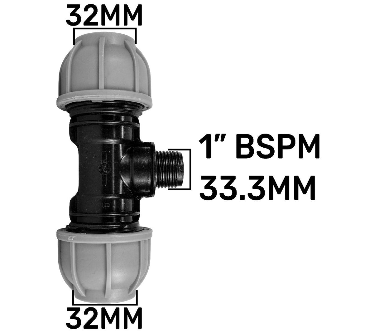 MDPE Tee Splitter, 32mm - 1" BSPM