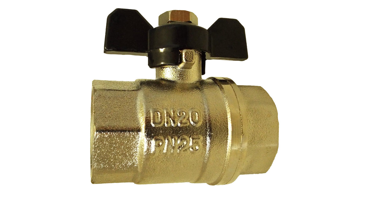 Female Nickel Plated Brass Butterfly Valve, 1"