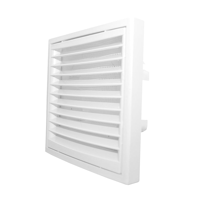 White External Louvre Vent with Fly Screen, 150mm x 150mm