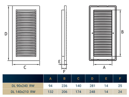 Luxury White Duo Smart Louvre Vent with Fly Mesh, 140mm x 210mm