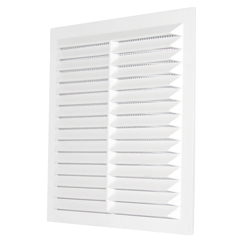 White Louvre Vent with Fly Screen, 140mm x 140mm
