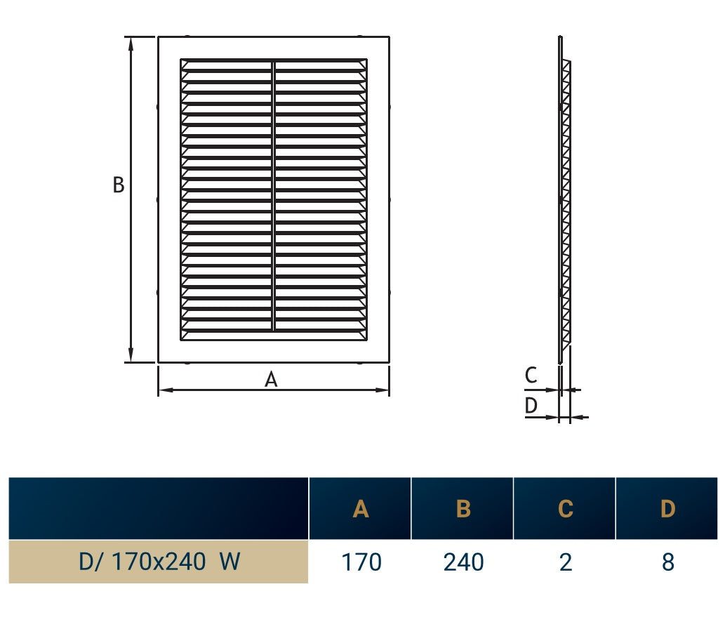 White Louvre Vent with Fly Screen, 170mm x 240mm