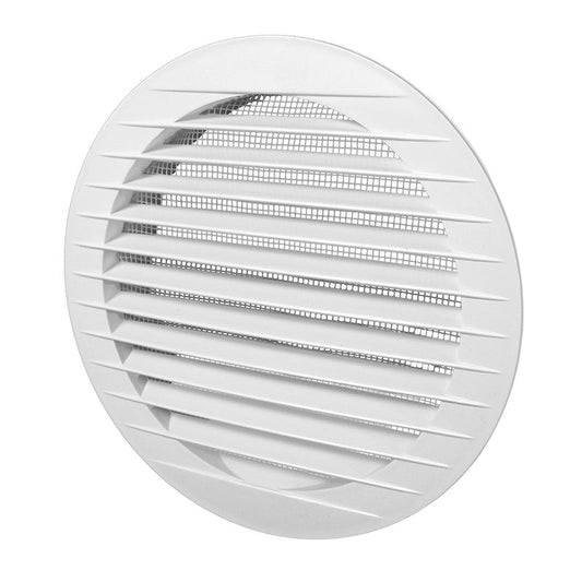 White Round Louvre Vent with Fly Mesh, 150mm