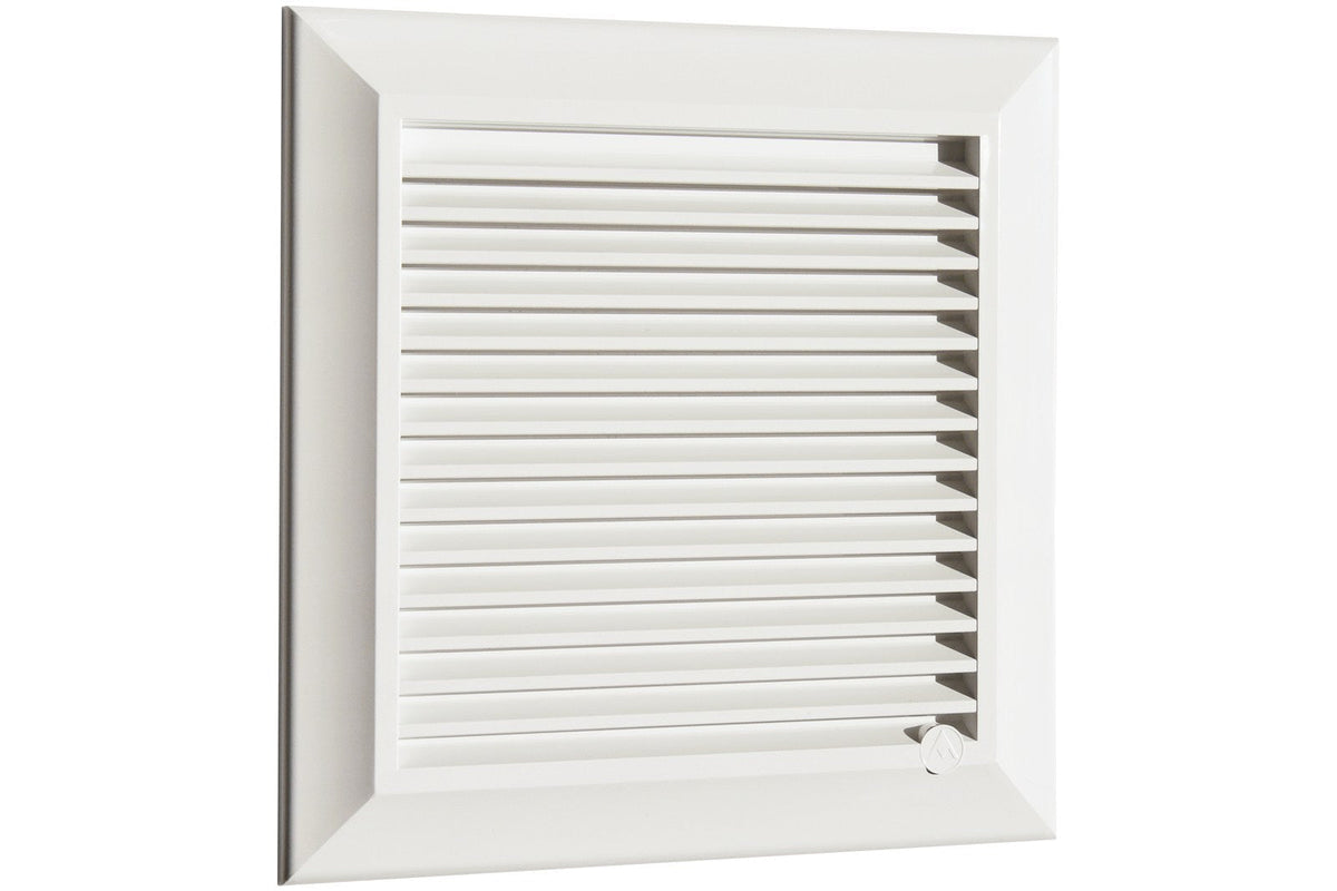 White Duo Smart Louvre Vent with Fly Mesh, 100mm x 100mm