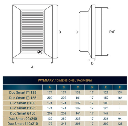 White Duo Smart Louvre Vent with Fly Mesh, 165mm x 165mm