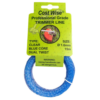 15m Dual Core Twisted Blue Trimmer Line, 1.6mm