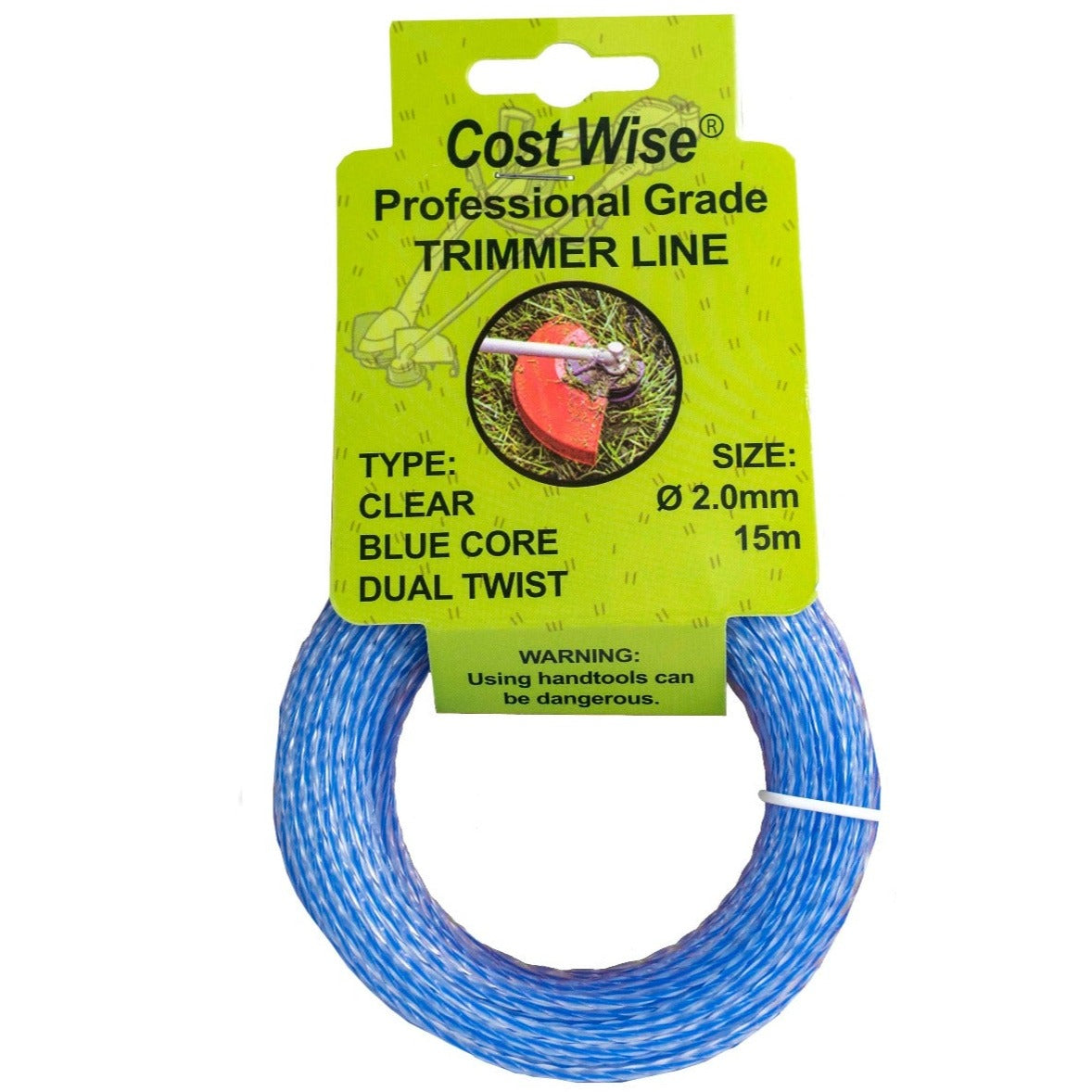 15m Dual Core Twisted Blue Trimmer Line, 2mm