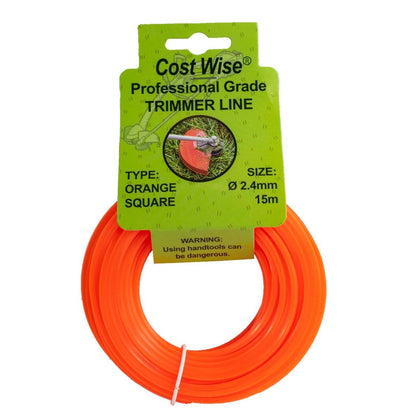 15m Twisted Orange Square Trimmer Line, 2.4mm
