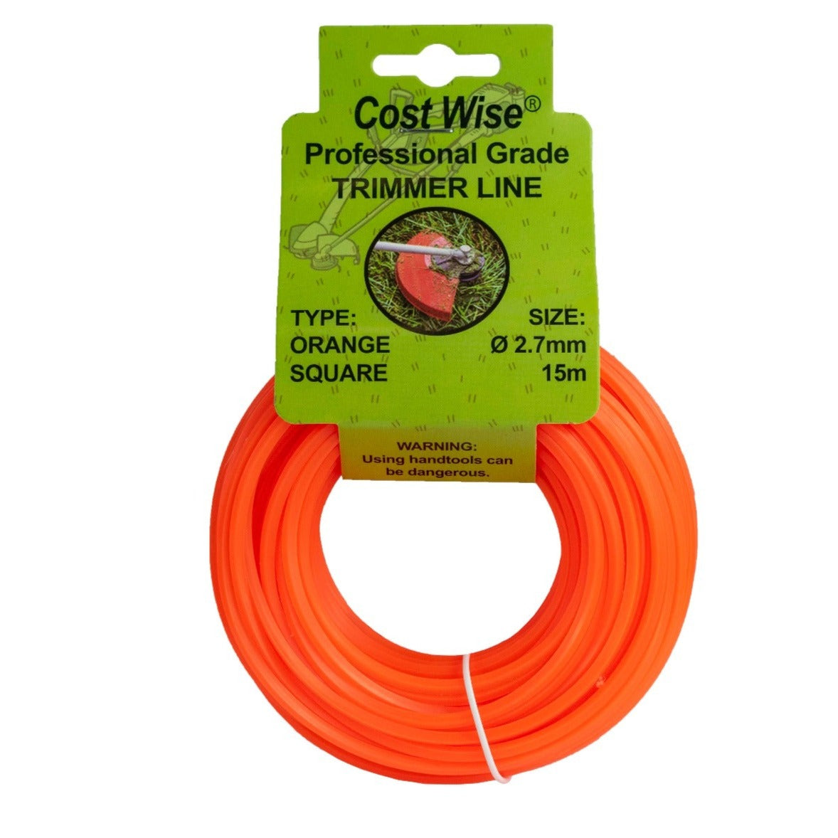 15m Twisted Orange Square Trimmer Line, 2.7mm