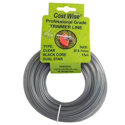 15m Dual Core Twisted Black Star Trimmer Line, 2.7mm