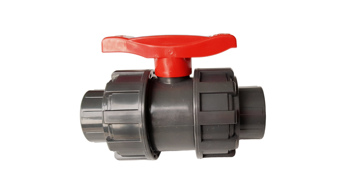 PVC Double Union Stopcock Valve, 1/2"