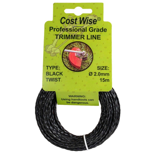 15m Twisted Black Trimmer Line, 2mm