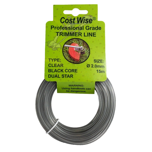 15m Dual Core Twisted Black Star Trimmer Line, 2mm