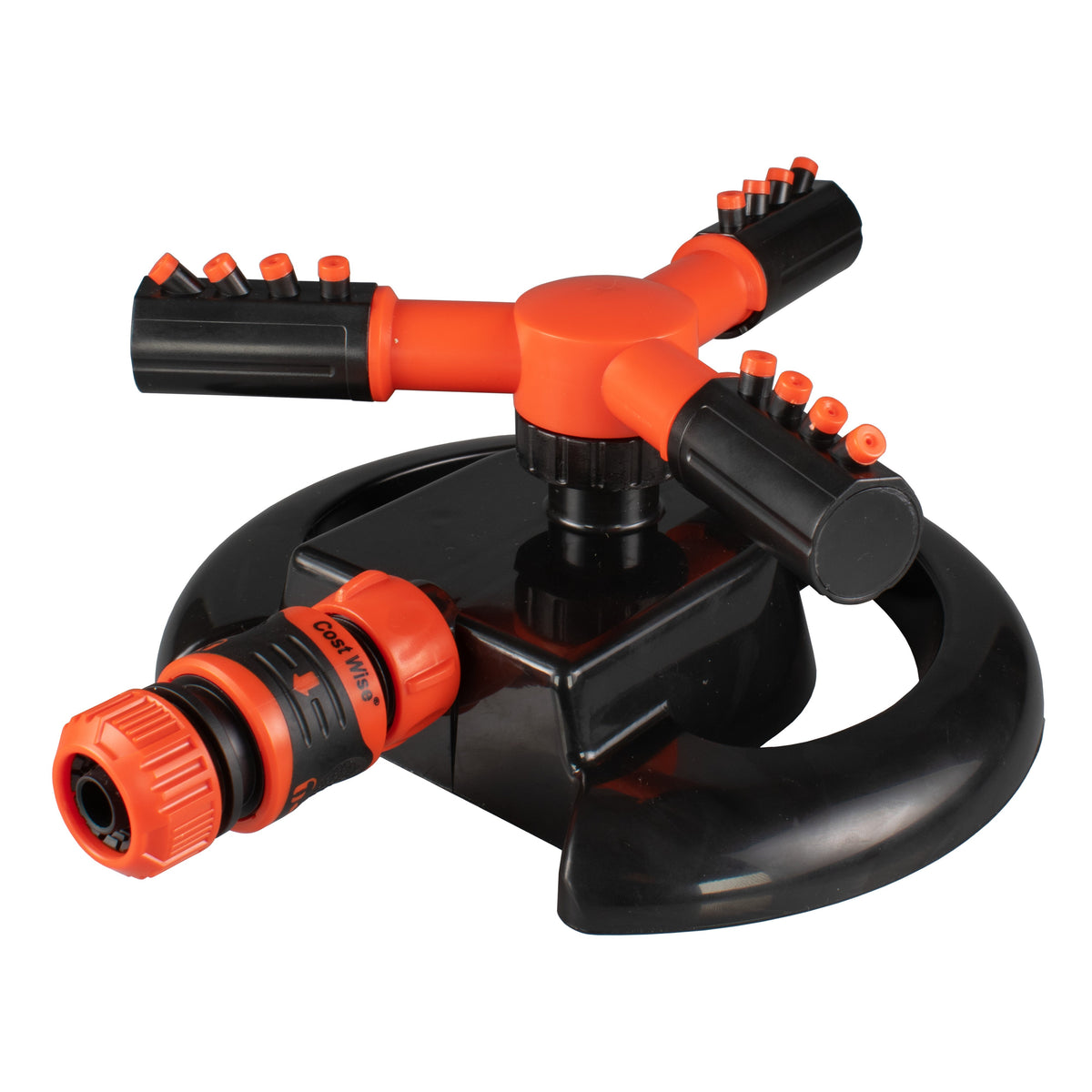3-Arm Rotating Garden Sprinkler, Black & Orange