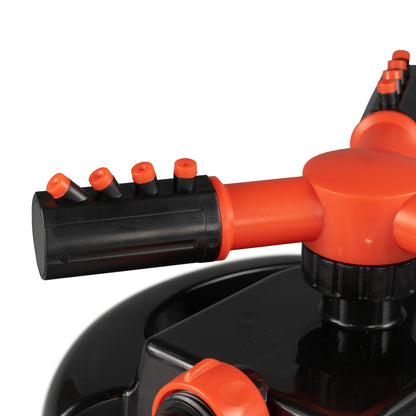 3-Arm Rotating Garden Sprinkler, Black & Orange