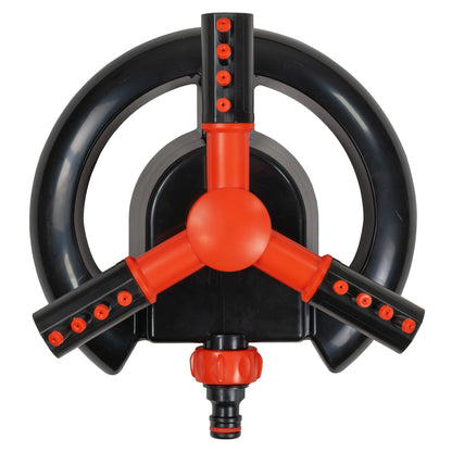 3-Arm Rotating Garden Sprinkler, Black & Orange