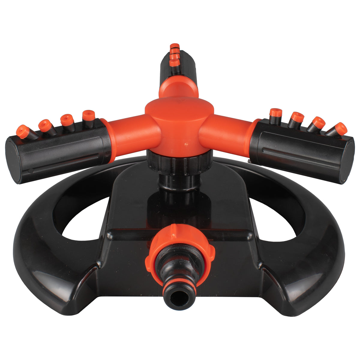3-Arm Rotating Garden Sprinkler, Black & Orange