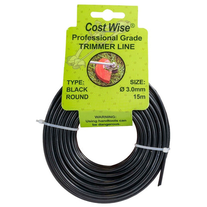 15m Black Rounded Trimmer Line, 3mm