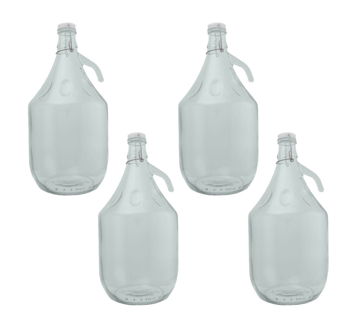 5L Clear Glass Demijohn Bottle with Swing-top Cap, Box of 4