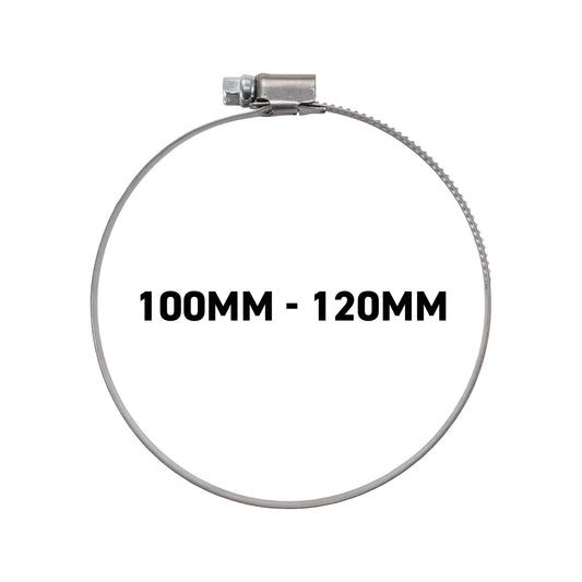 W2 Stainless Steel Hose Clips, 100mm - 120mm
