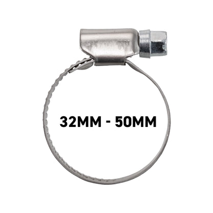 W2 Stainless Steel Hose Clips, 32mm - 50mm