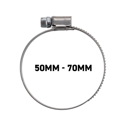 W2 Stainless Steel Hose Clips, 50mm - 70mm