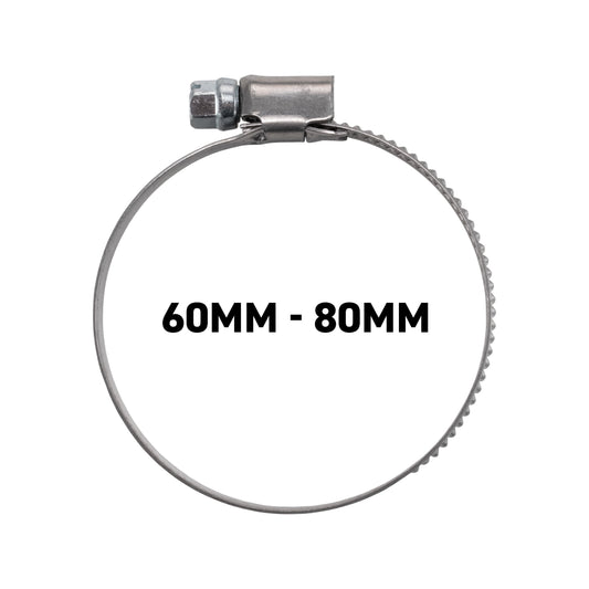 W2 Stainless Steel Hose Clips, 60mm - 80mm