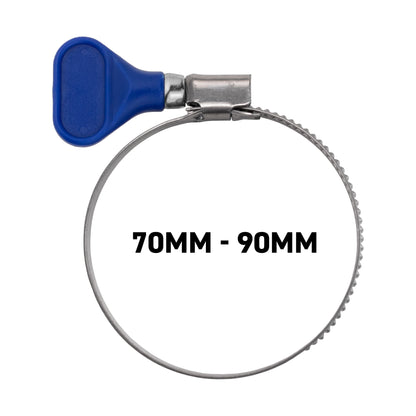 W2 Stainless Steel Butterfly Grip Hose Clips, 70mm-90mm