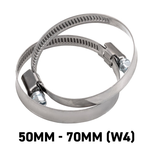 W4 Stainless Steel Hose Clips, 50mm - 70mm