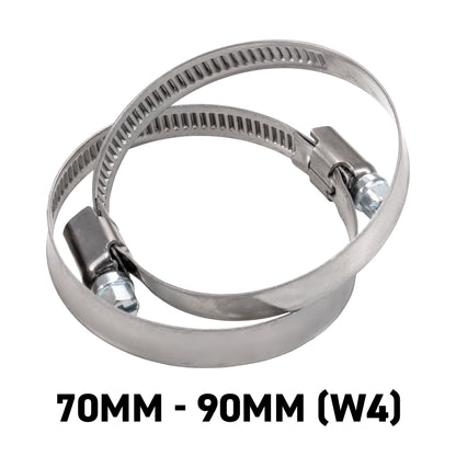 W4 Stainless Steel Hose Clips, 70mm - 90mm