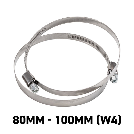 W4 Stainless Steel Hose Clips, 80mm - 100mm