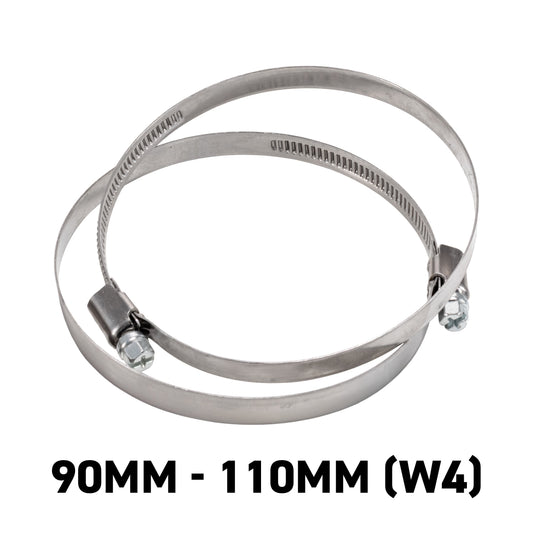 W4 Stainless Steel Hose Clips, 90mm - 110mm
