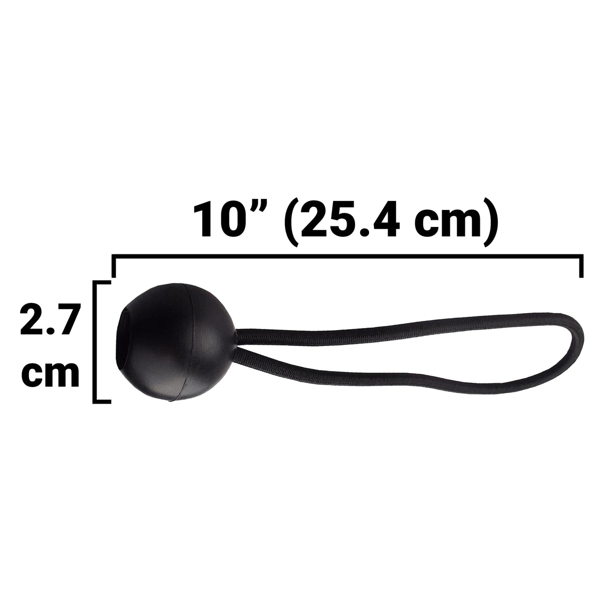 10" Black Bungee Balls, (x20)