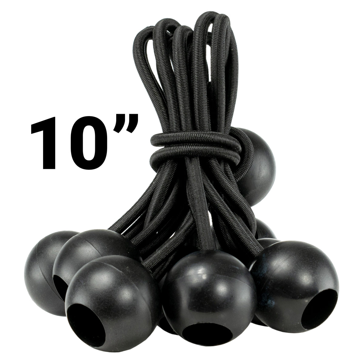 10" Black Bungee Balls, (x10)