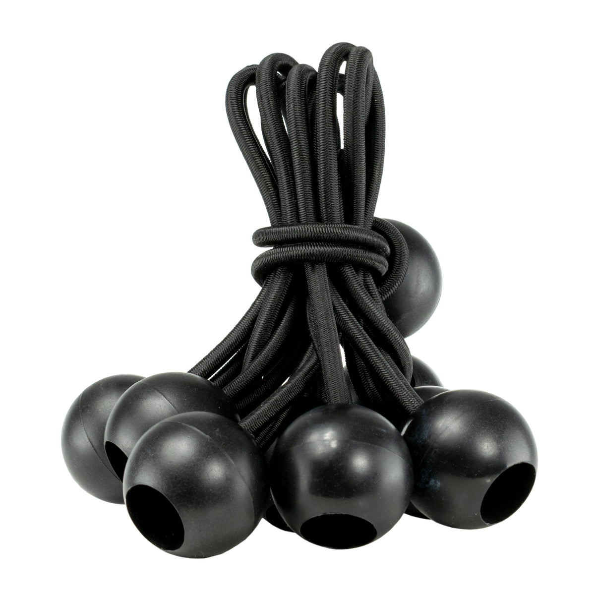 Mixed Size Pack of 30 Black Bungee Balls, 4"/ 6"/ 10"