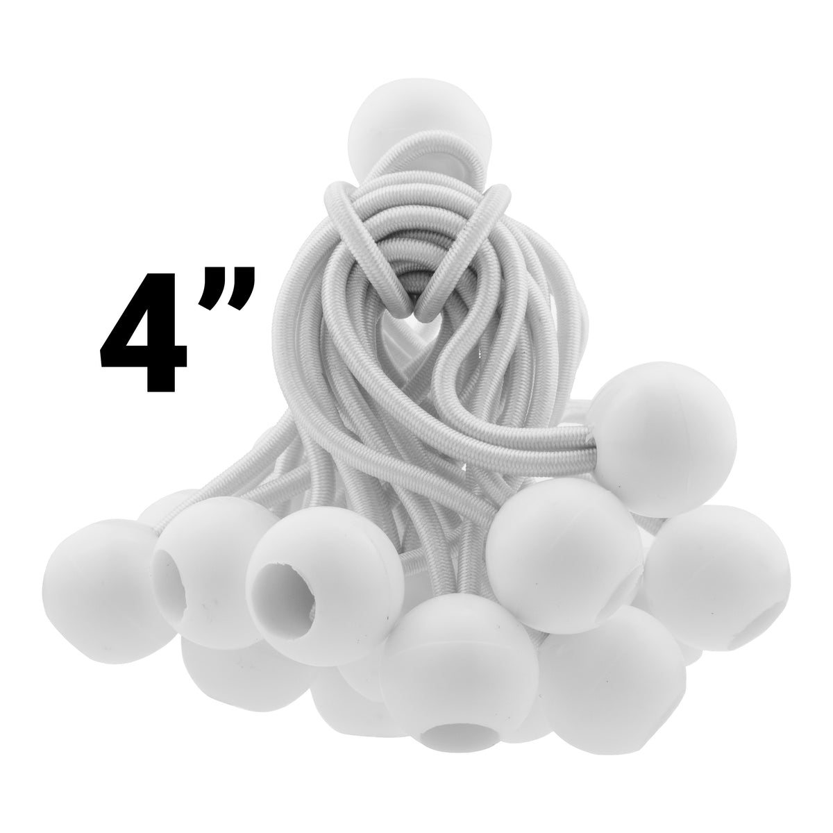 4" White Bungee Balls, (x60)