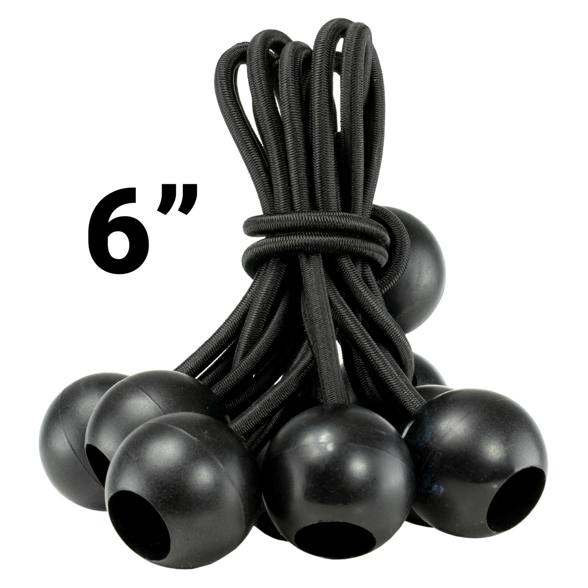 6" Black Bungee Balls, (x100)