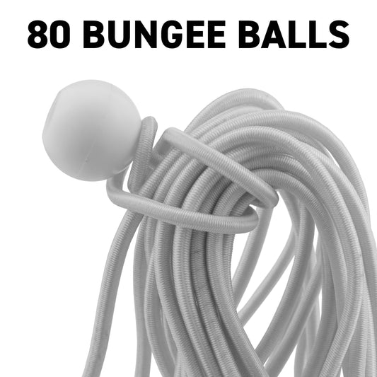 6" White Bungee Balls, (x80)