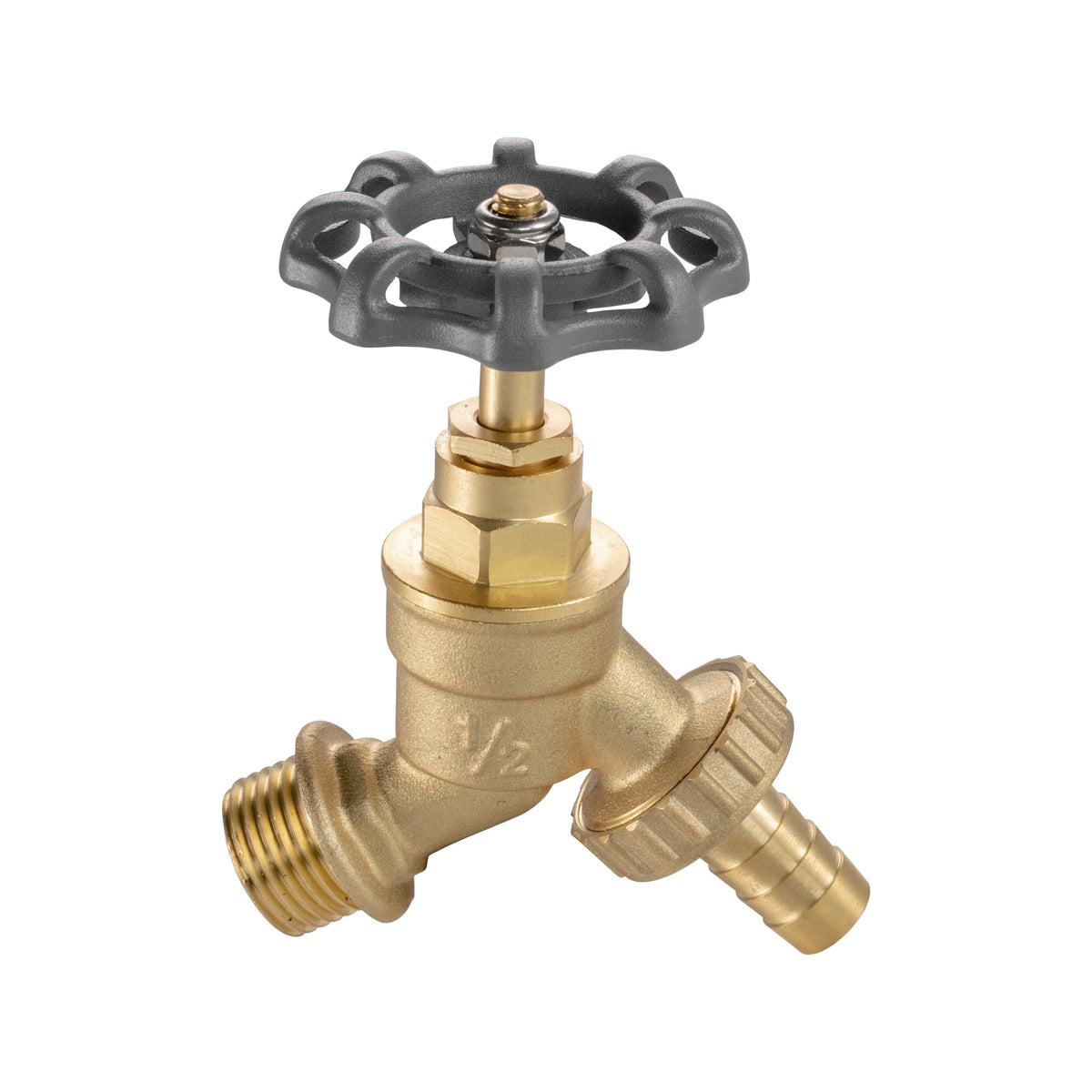 Brass Barbed Single Turn Dial Bib Tap, 1/2" BSP