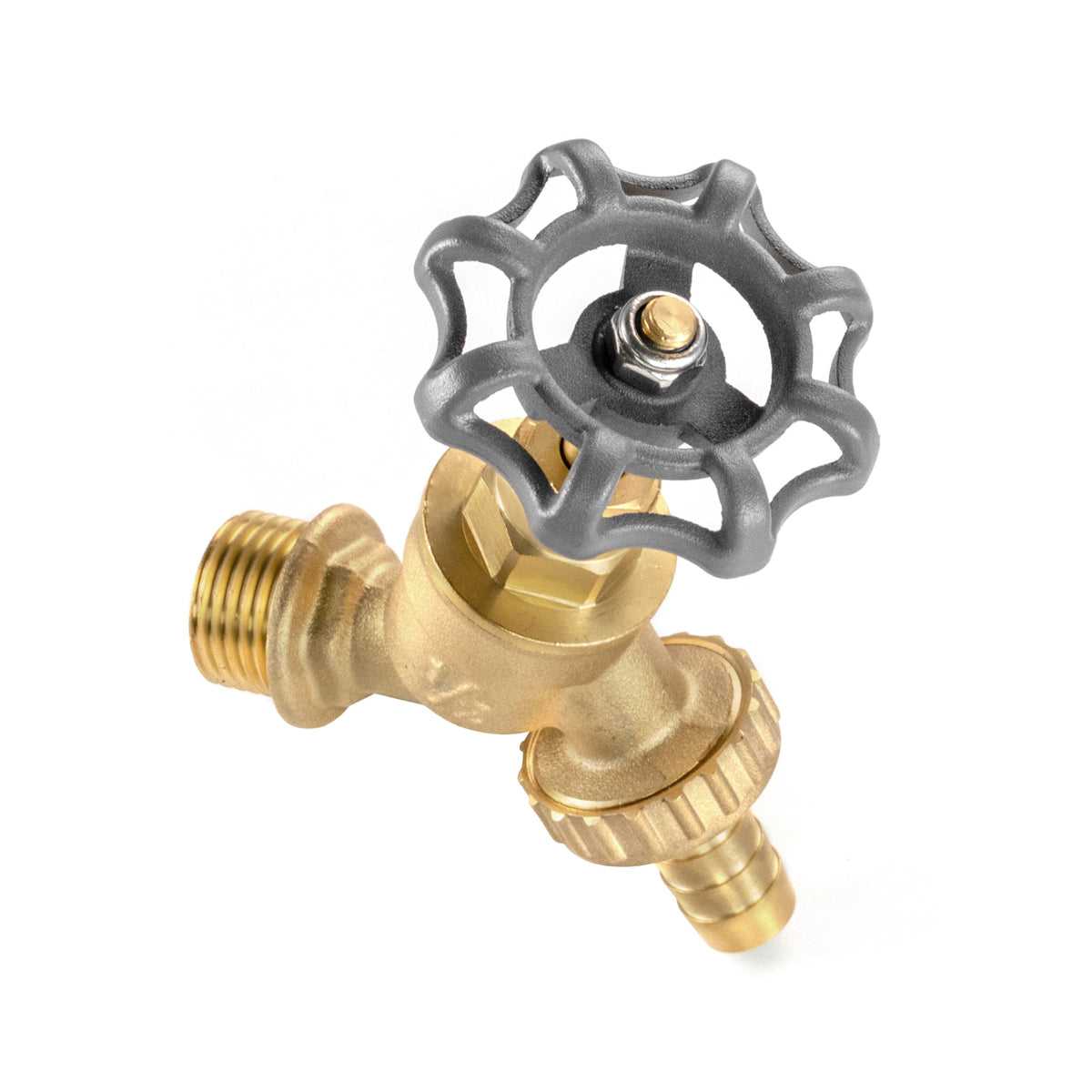 Brass Barbed Single Turn Dial Bib Tap, 1/2" BSP