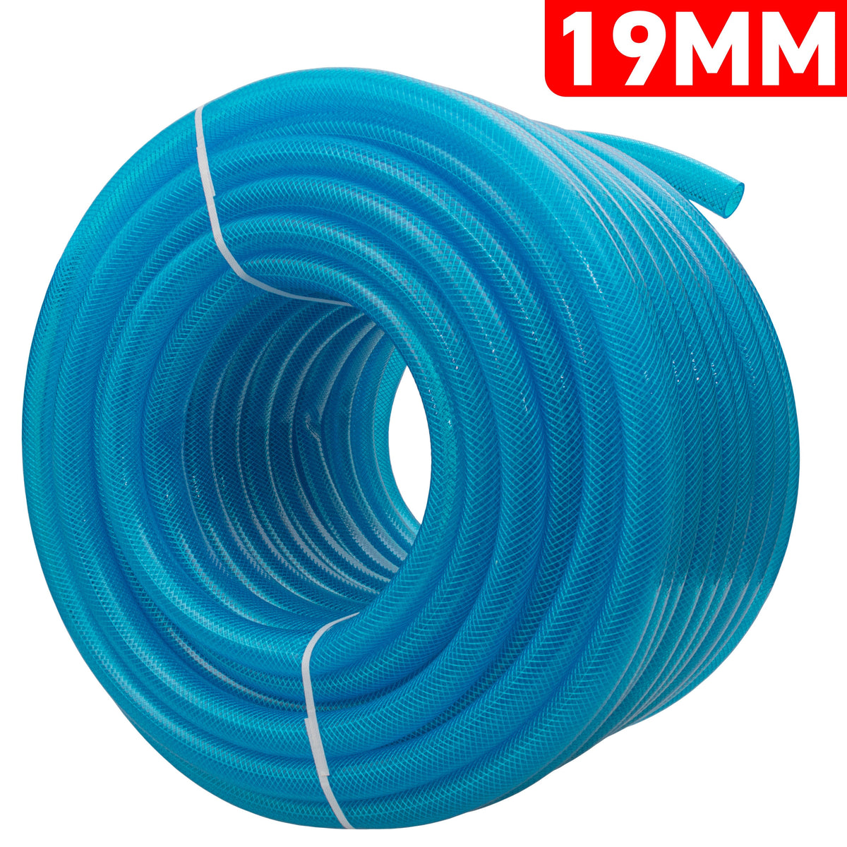 19mm Braided PVC Fuel Tech Hose, Transparent Blue
