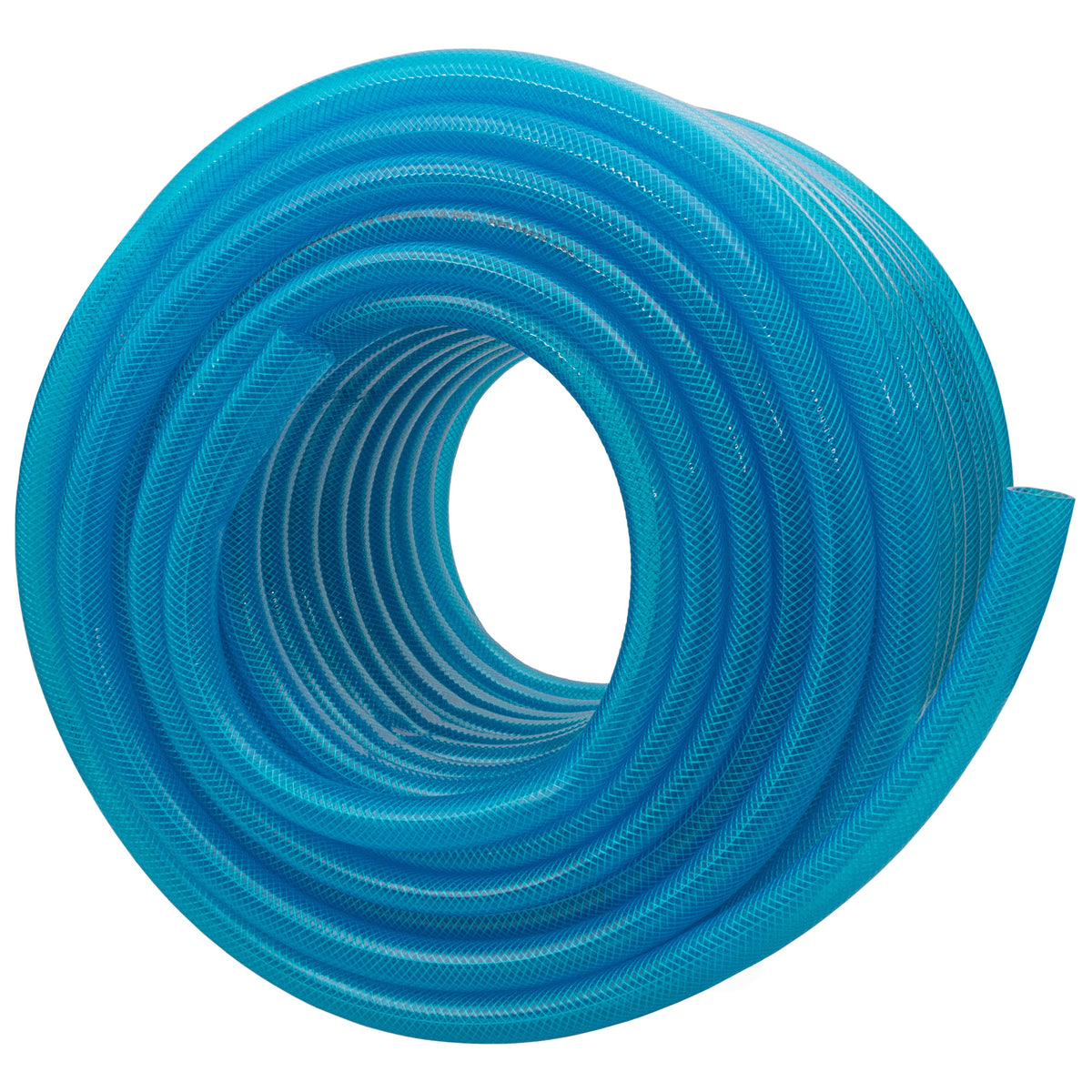 19mm Braided PVC Fuel Tech Hose, Transparent Blue