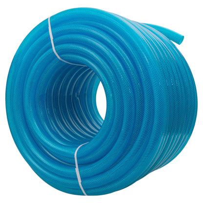19mm Braided PVC Fuel Tech Hose, Transparent Blue