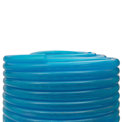 19mm Braided PVC Fuel Tech Hose, Transparent Blue